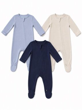 Kyte baby bamboo footies- set of 3, size 3-6 months